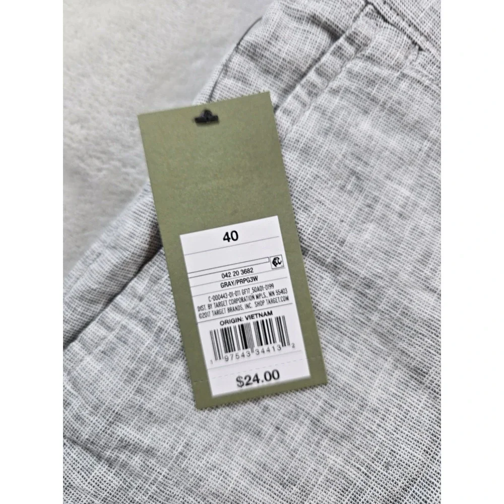 Goodfellow‎ Linen Shorts Mens 40 Gray Cotton Flat Front Every Wear Short NEW